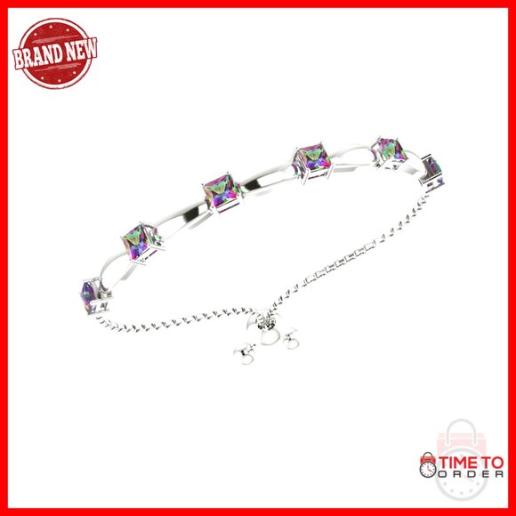 925 Sterling Silver Tennis Bracelet Adjustable Birthstone Jewelry Gift